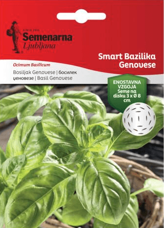 Pakiranje sjemena Semenara Ljubljana Bosiljak Smart Bazilika Italiano Classico 1g