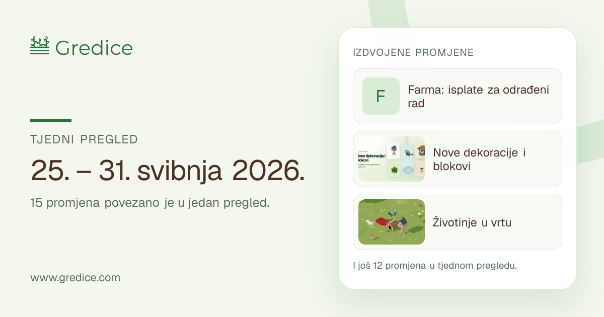 Tjedni pregled Gredica, 25. – 31. svibnja 2026.