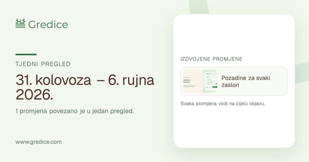 Tjedni pregled Gredica, 31. kolovoza – 6. rujna 2026.